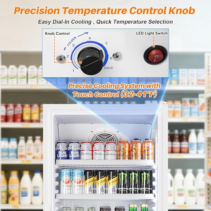 Commercial Beverage Refrigerator, 24.5" Glass Door Display Fridge, 15 Cu.Ft - Image 3