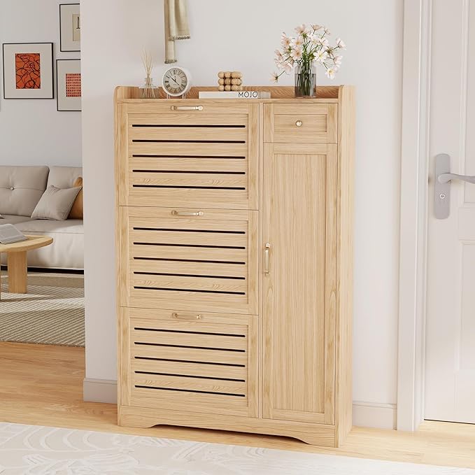 Narrow Shoe Cabinet Storage for Entryway, Hidden Shoe Rack Cabinet - Image 6