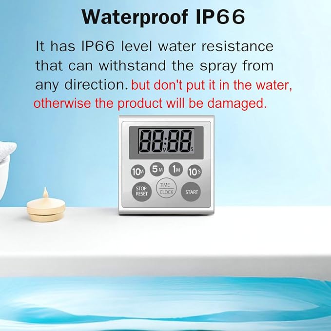 NUOSWEK Digital Timer Waterproof Shower Timer Shower Clock Bathroom Kitchen - Image 4
