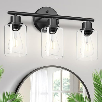 Guliaofo 3-Light Black Vanity Lights, E26 Modern Bathroom Light Fixtures by GuliaofoLights