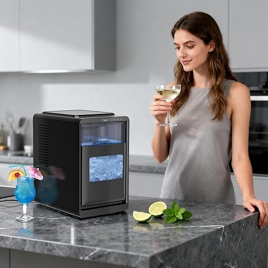 Kismile Crescent-Shaped Ice Maker Countertop, Self-Cleaning Portable Ice Machine - Image 8