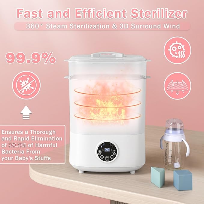 Fisca Baby Bottle Sterilizer and Dryer, 5-in-1 Large Capacity Bottle Sanitizer - Image 3