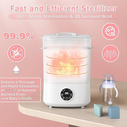 Fisca Baby Bottle Sterilizer and Dryer, 5-in-1 Large Capacity Bottle Sanitizer - Image 3