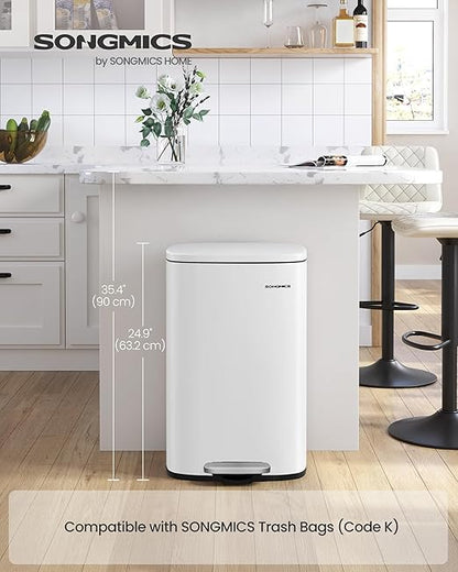SONGMICS 13 Gallon Trash Can, Stainless Steel Kitchen Garbage Can, Recycling or - Image 2