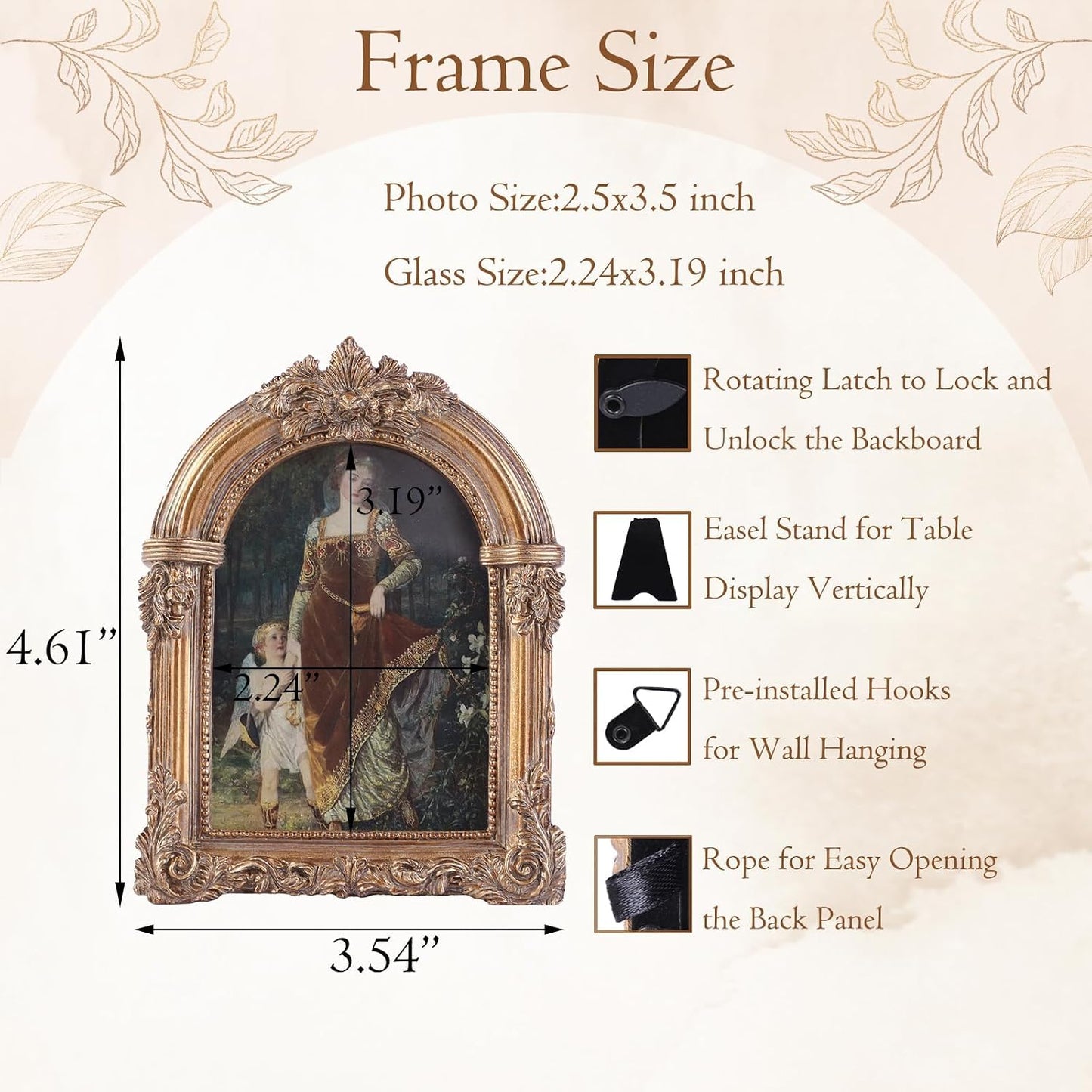 Bronze Antique Picture Frames 2.5x3.5 Ornate Arched Vintage Picture Frames with Glass Front for Wall Hanging and Tabletop Photo Gallery Wall Decor Vintage Home Decor