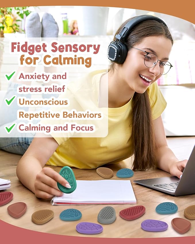 Fidget Toys Adults Sensory Stone: 24 Pack Texture Worry Stone - Image 5
