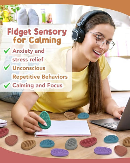 Fidget Toys Adults Sensory Stone: 24 Pack Texture Worry Stone - Image 5