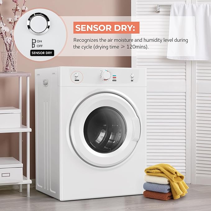 Euhomy Dryer, 3.5 Cu. Ft. 1500W Clothes Dryer, Stainless Steel Tumble Dryer - Image 3