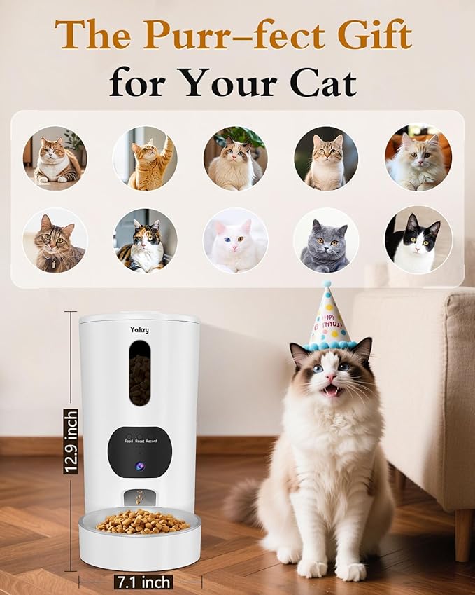 Yakry Automatic Cat Feeder - 5G WiFi Easy Setup App Control Cat Dry Food - Image 9