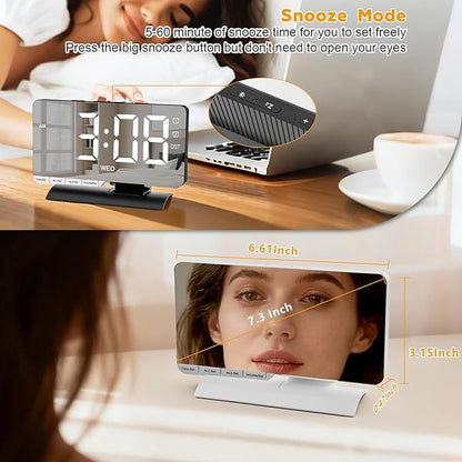 SZELAM Digital Clock, Alarm Clock Bedside, 7.3'' Large LED Mirror - Image 5
