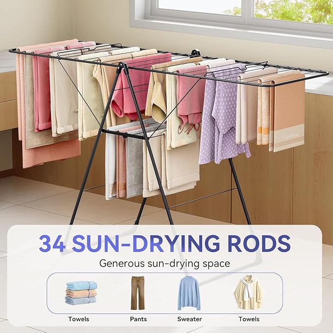 APEXCHASER Clothes Drying Rack, Foldable Oversized Drying Rack Clothing - Image 3