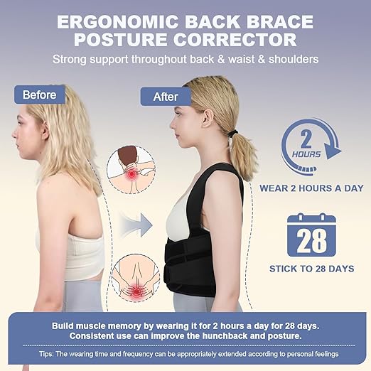 Posture Corrector for Women and Men Upgraded Back Brace, Adjustable Back - Image 2