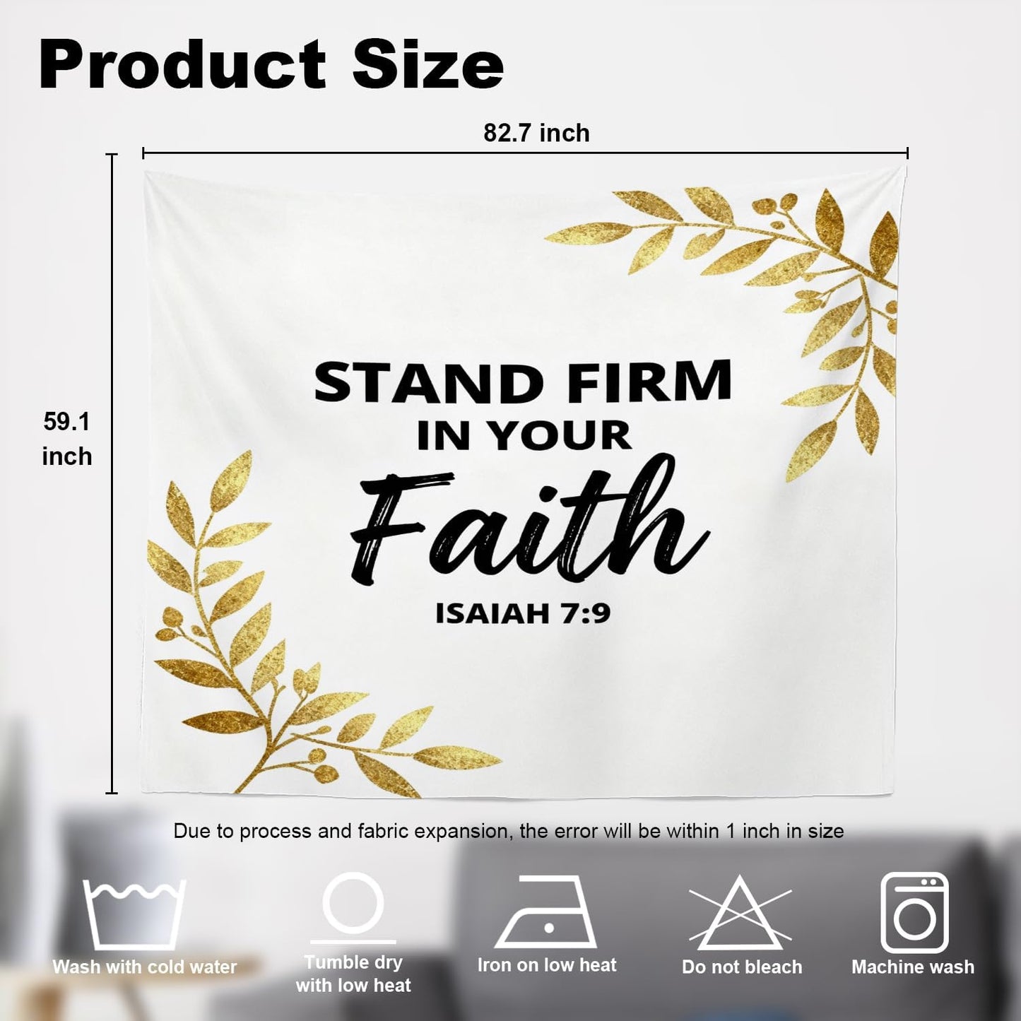 Shrahala White S Inspirational Tapestry, Black Christian Words Wall Hanging Hd Print Polyester Backdrop For Dorm Room Bedroom 59.1 X 82.7 In