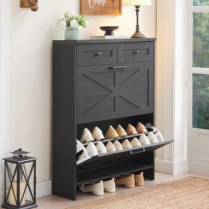 Shoe Storage Cabinet, Farmhouse Shoe Organizer - Image 7