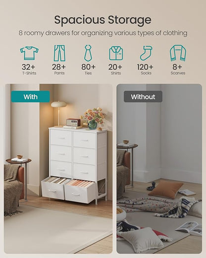 SONGMICS Dresser for Bedroom, Chest of Drawers, 8 Non-Woven Fabric Drawers - Image 4