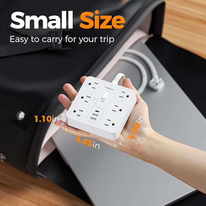 1700J Surge Protector Power Strip, TESSAN 10Ft Extension Cord - Image 6