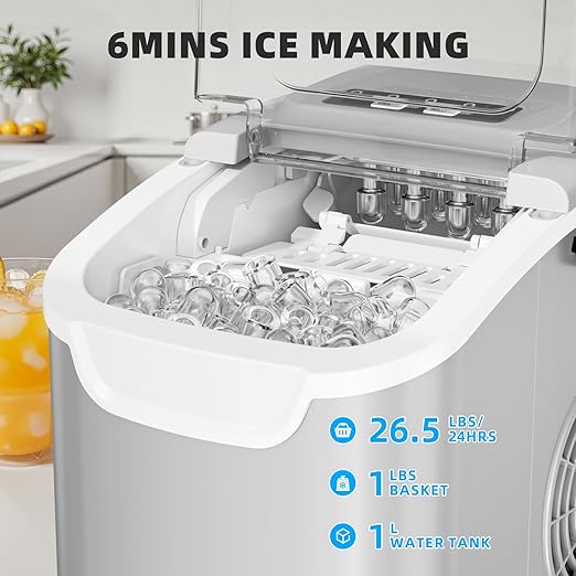 Antarctic Star Countertop Ice Maker Machine, 8 Cubes in 6 Mins, 26.5 lbs/Day - Image 2