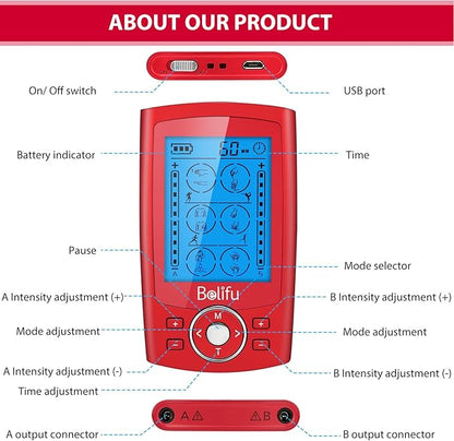 Belifu Dual Channel TENS EMS Unit 24 Modes Muscle Stimulator - Image 2