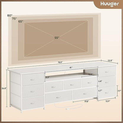 Huuger 70 Inch TV Stand for 75, 80 Inch TV, 11 Drawer Long Dresser - Image 3