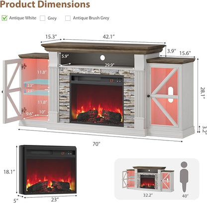 QUW Electric Fireplace TV Stand, Modern TV Console Table - Image 4