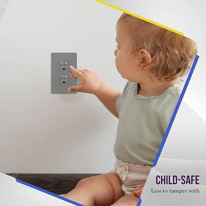ENERLITES Screwless Duplex Wall Plate, Child Safe Receptacle Outlet Cover - Image 6