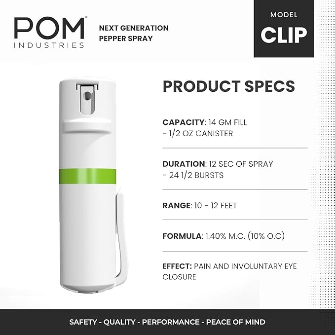 POM Pepper Spray Pocket Clip, Quick Flip Top Safety, Maximum Strength OC Formula - Image 3