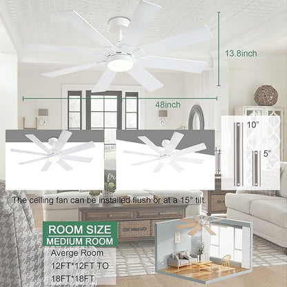 KNUN 48 Inch White Ceiling Fans - Image 8