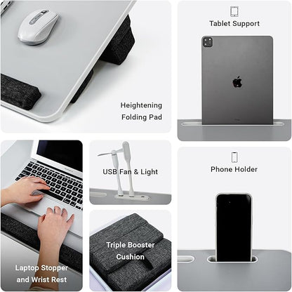 iXTRA Lap Desk for Laptop with Cushion, Folding Laptop Desk for Bed with USB - Image 2