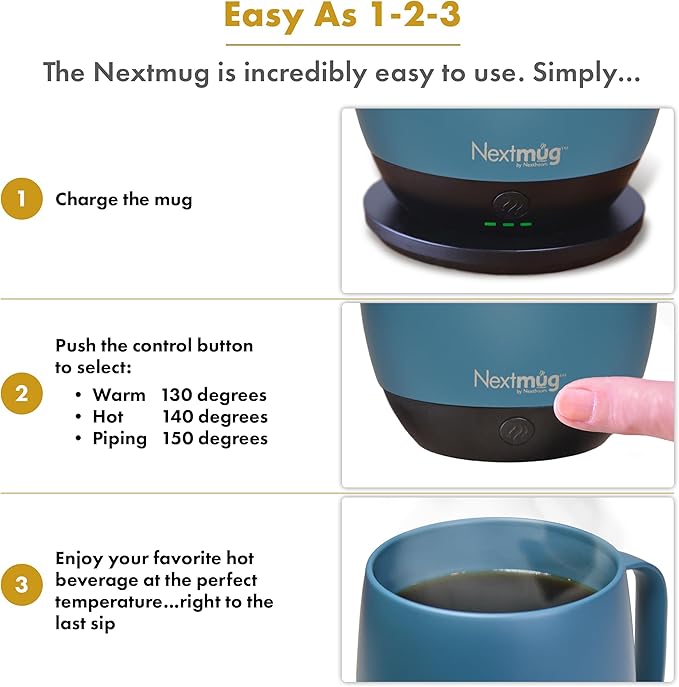 Nextmug Plus Temperature-Controlled, Self-Heating Mug – No App, Long-Lasting - Image 4