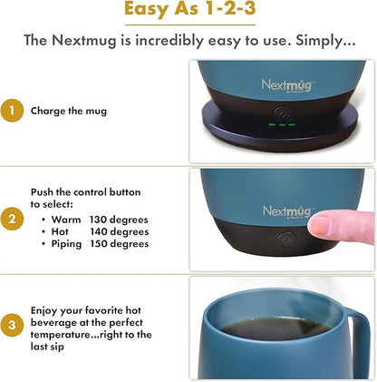 Nextmug Plus Temperature-Controlled, Self-Heating Mug – No App, Long-Lasting - Image 4