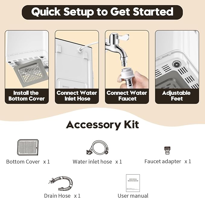Auertech Portable Washer and Dryer Combo Set, 28 lbs Fully Automatic Washing - Image 7