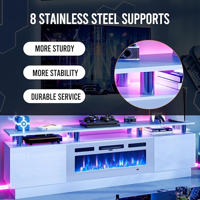 oneinmil 80" Modern Electric Fireplace TV Stand - Image 2