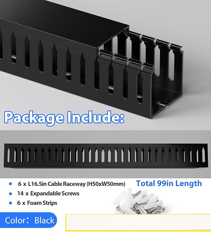 ZhiYo 2 x 2in Professional Server Rack Cable Management Raceway, 99in Cable - Image 4