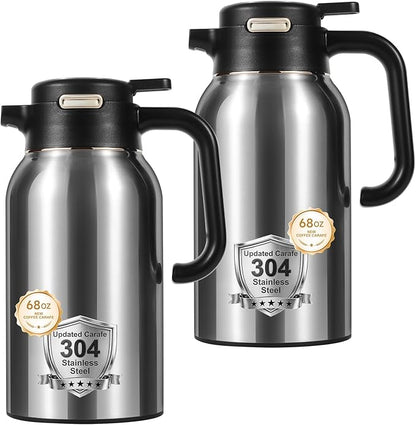 68 Oz Thermal Coffee Carafe, Stainless Steel Insulated Vacuum Coffee Carafes by Dumfoin