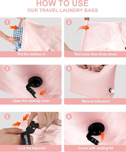 Travel Laundry Bag, Pump Free Vacuum Storage Bag Reusable Compression Dirty - Image 4