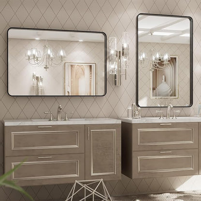 LOAAO 24X30 Inch Black Metal Framed Bathroom Mirror - Image 4