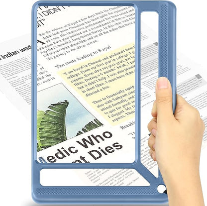 5X Full Page Magnifying Glass for Reading, Lightweight Rectangular Magnifier by AKKYCVS