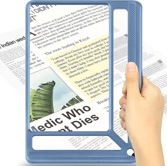 5X Full Page Magnifying Glass for Reading, Lightweight Rectangular Magnifier by AKKYCVS