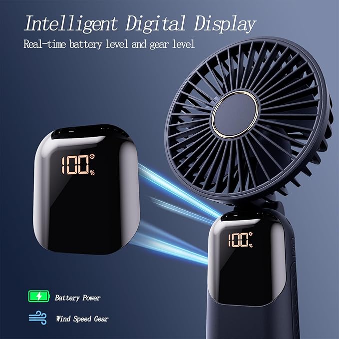 GOCKERA Portable Fan, 4200mAh Battery Operated Fan, 5 Speeds&Digital Display - Image 4