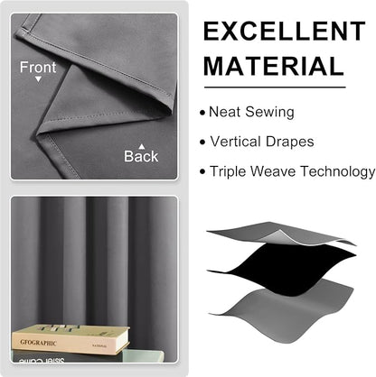 DWCN Grey Blackout Curtains 45 Inch Length, Thermal Curtain - Image 5