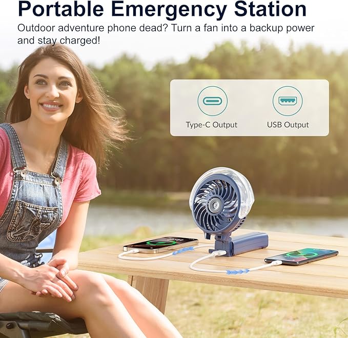 HandFan 4000mAh Upgraded Handheld Misting Fan, 50ml Water Tank, Rechargeable - Image 3