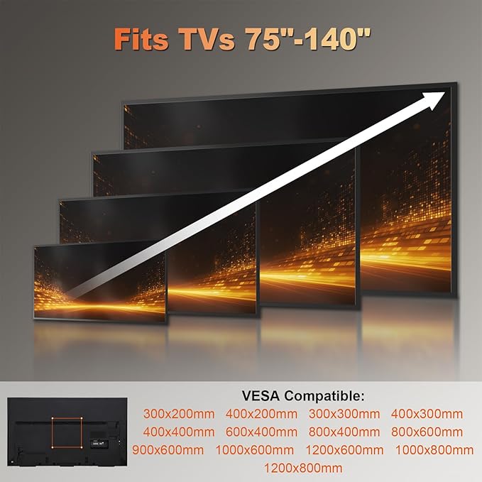 PUTORSEN 37-140'' Heavy Duty TV Wall Mount, Low Profile Fixed TV Wall Mount - Image 3