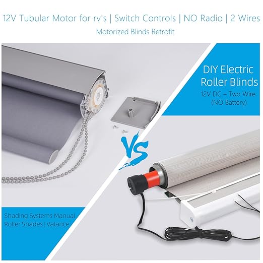 Rollerhouse DC12V ES1612 2 Wires Switch Controlled Tubular Motor Blinds - Image 3