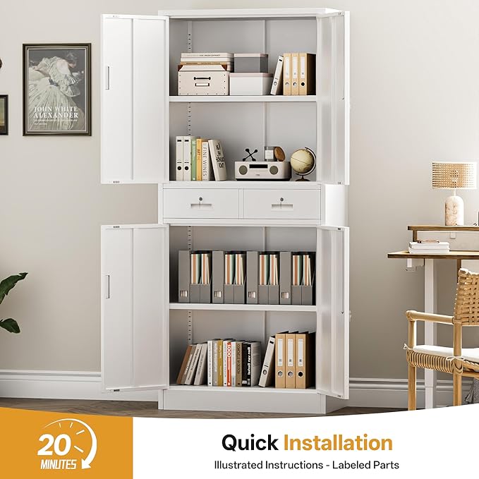 Metal Storage Cabinet with 2 Drawers 71" H - Image 6