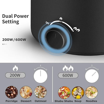 Topwit Hot Pot Electric, Electric Pot, 1.6L Ramen Cooker, Shabu-Shabu, Soup and - Image 3