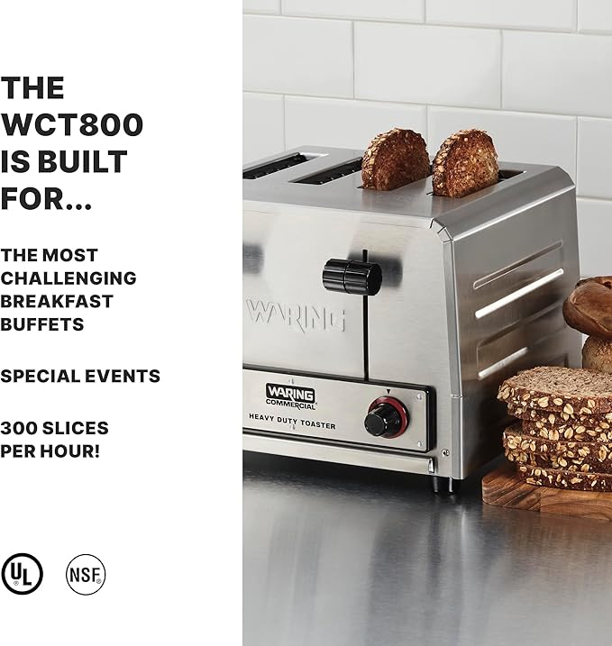 Waring Commercial WCT800 4-Slice Heavy Duty Commercial Pop-Up Toaster, - Image 2