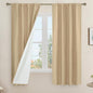 LAMIT Natural 100% Blackout Linen Curtains, 63 Inches Linen Textured Thermal by LAMIT