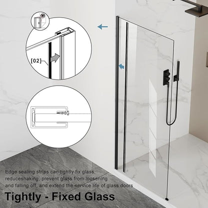 Bathbliss 36" W x 76" H Frameless Shower Glass Panel, 8mm Clear Tempered Glass - Image 7