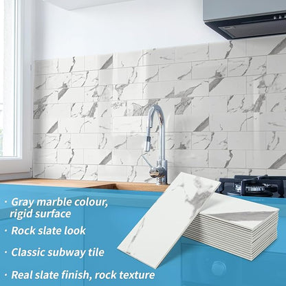Art3d 102-Piece Faux Stone Peel and Stick Backsplash Tile, Waterproof Thick PVC - Image 5