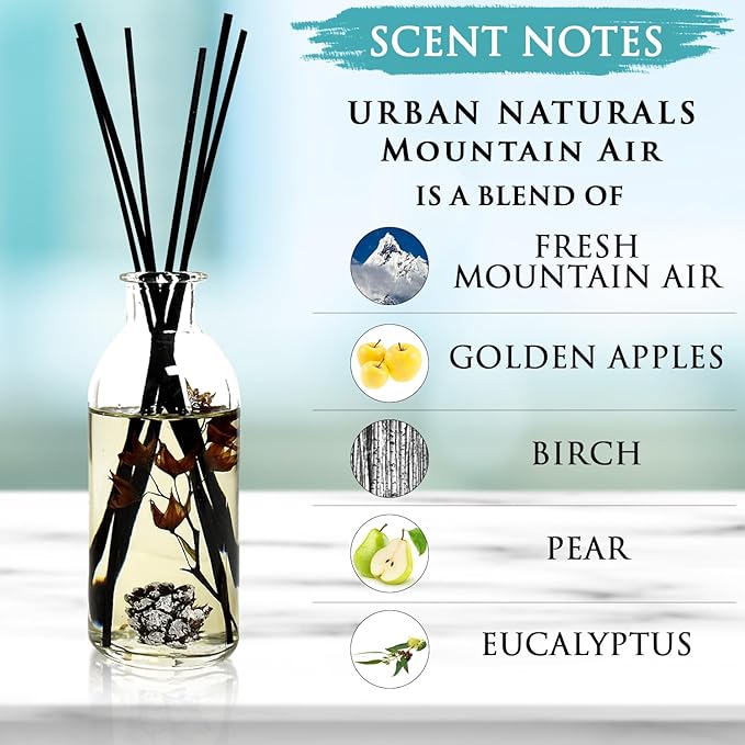 Urban Naturals Mountain Air Scented Fragrance Oil Reed Diffuser & Room - Image 3